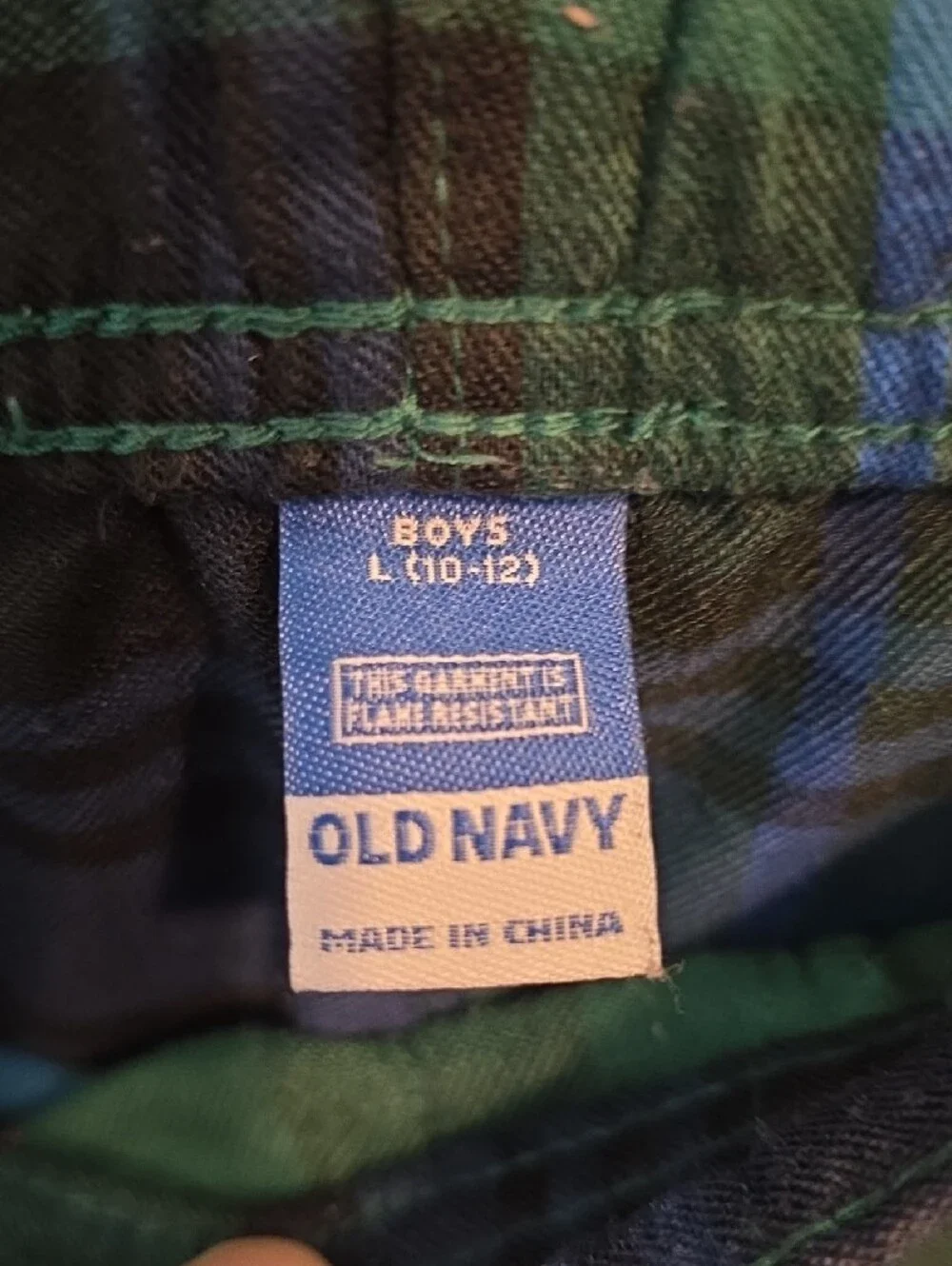 Old Navy Boys Plaid Pajama Pants Size Large Green Navy Flannel Style